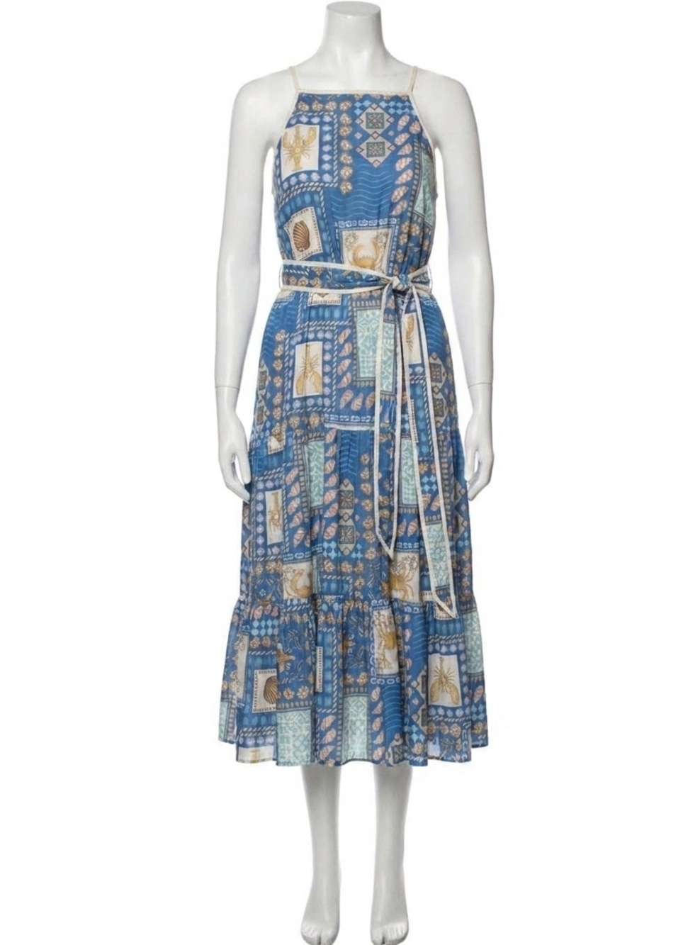 NEW CURRENT AIR costal patchwork midi dress in multi